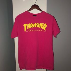 Thrasher neon pink and yellow t shirt